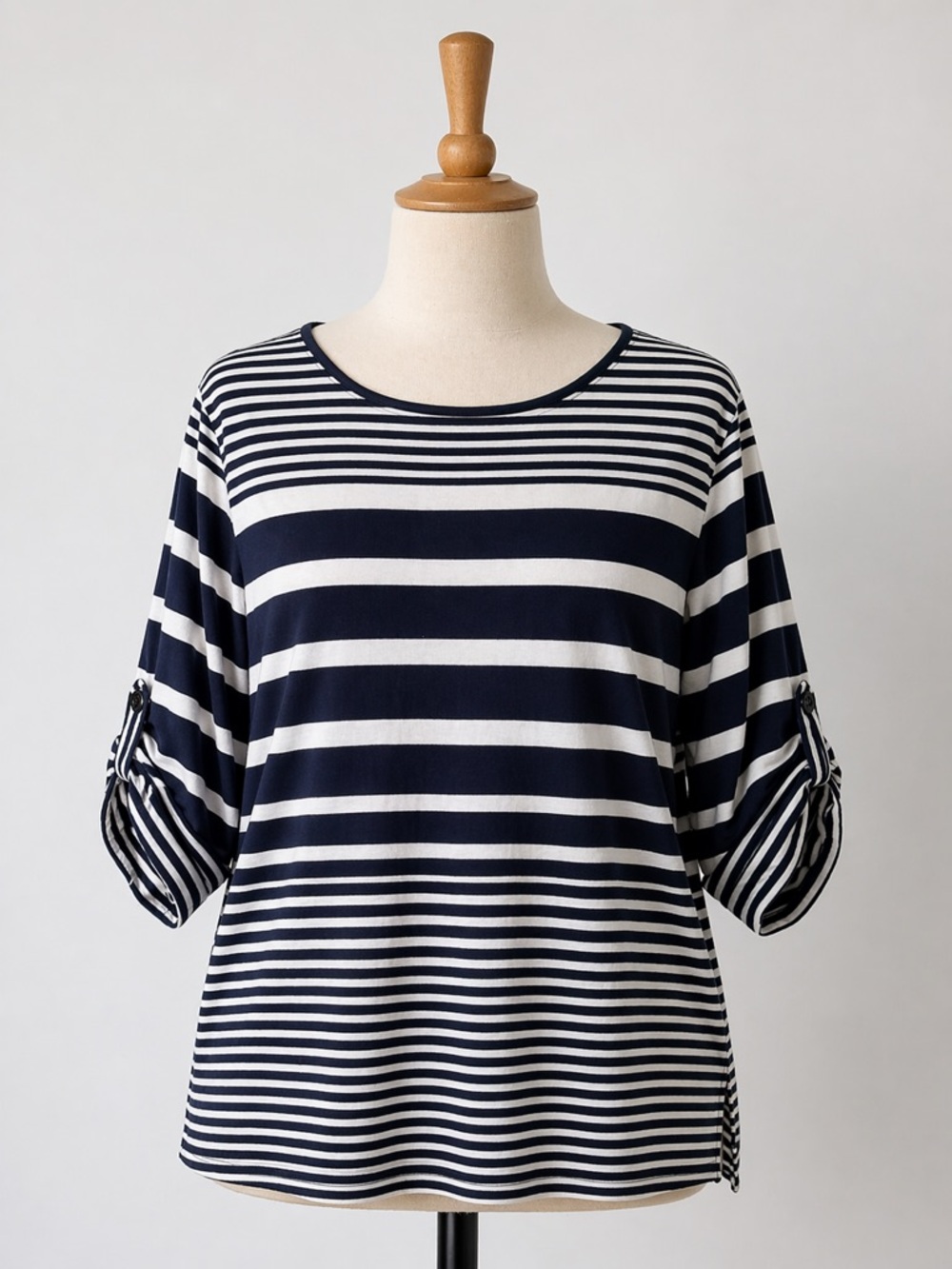 St. John's Bay Navy and White Striped Long Sleeve Top